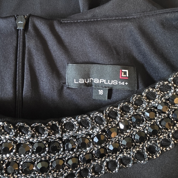Laura Plus Black Dress with Beaded Detail - Picture 3 of 3